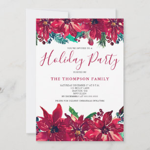 Red Poinsettia Fête Invitation