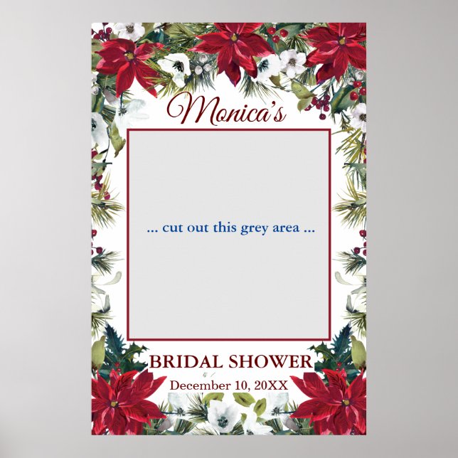Red Poinsettia Floral Brautparty Foto Prop Poster (Vorne)