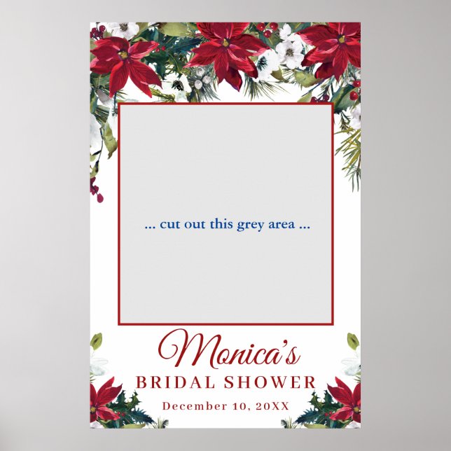 Red Poinsettia Floral Brautparty Foto Prop Poster (Vorne)