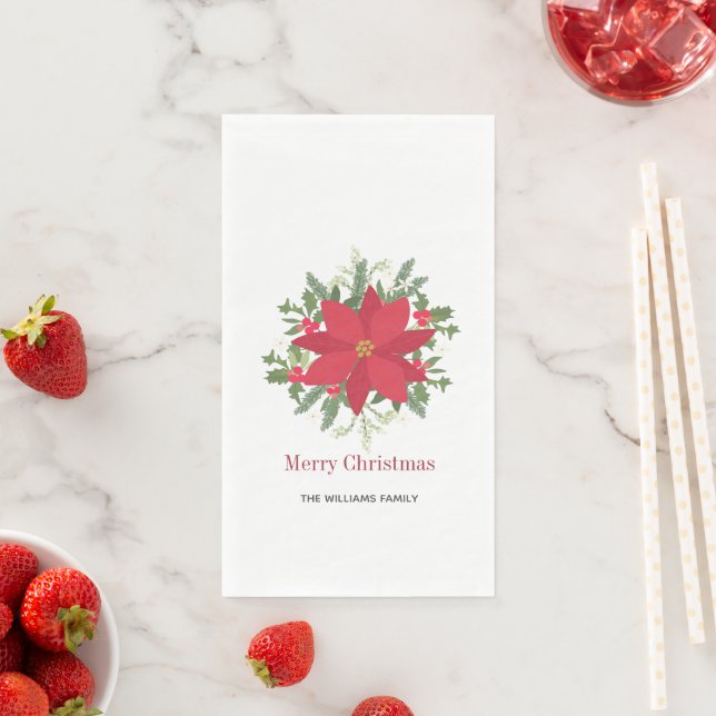 Red Poinsettia Floral Christmas Serviette (Beispiel)