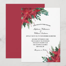 Red Poinsettia Floral Winter Christmas Einladung