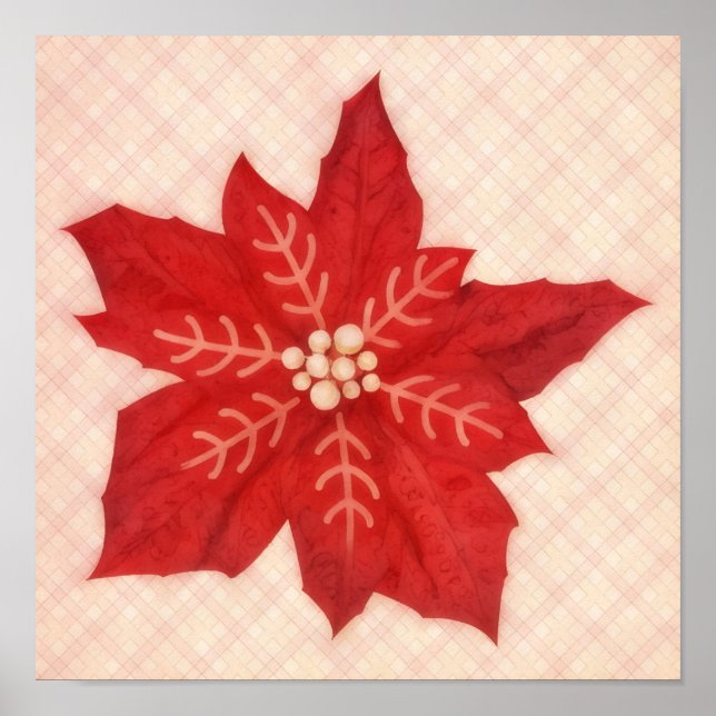 Red Poinsettia Flower Christmas Holiday Art Poster (Vorne)