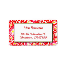 Red Poinsettia Gold Frame Étiquette de adresse mod