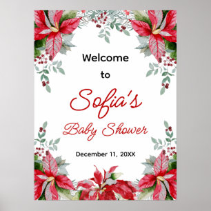 Red Poinsettia Greenerity Baby Dusche Begrüßungsze Poster
