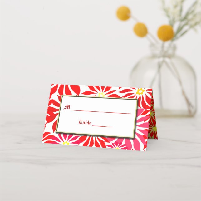 Red Poinsettia Holiday Custom Platzkarte (Vorderseite)