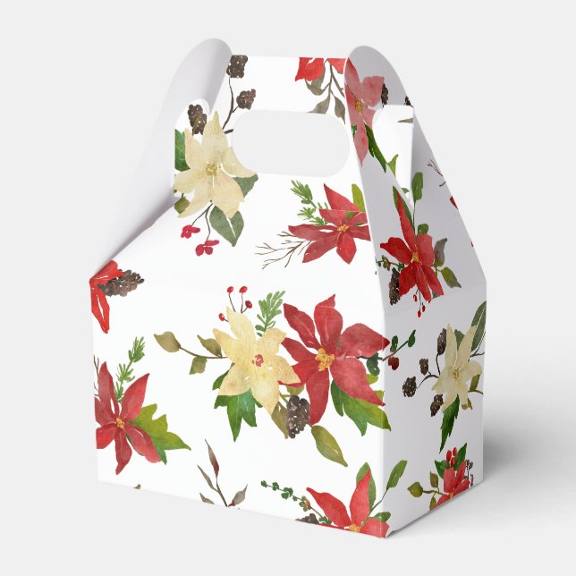 Red Poinsettia Holiday Floral Pattern Geschenkschachtel (Vorderseite)