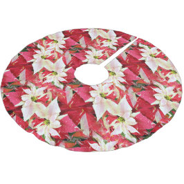 Red Poinsettia Holiday Polyester Weihnachtsbaumdecke