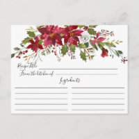 Red Poinsettia Holly Brautparty Rezept Card
