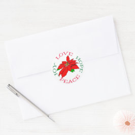 Red Poinsettia Hope Holiday Runder Aufkleber