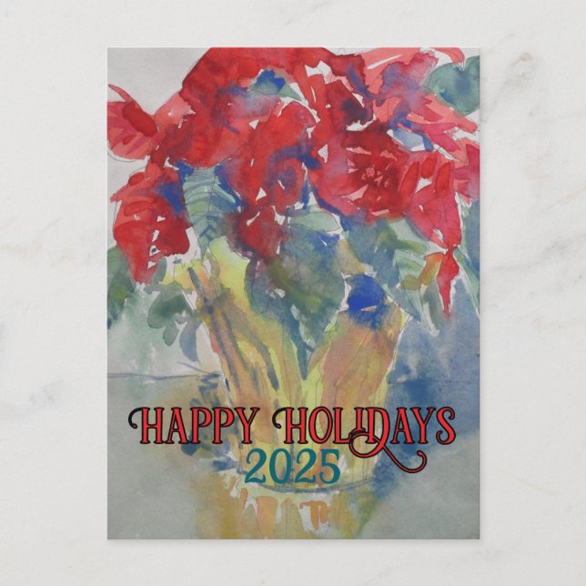 Red Poinsettia Impression #190324 Carte postale de (Devant)