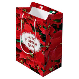 Red Poinsettia Merry Christmas  Mittlere Geschenktüte