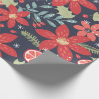 Red Poinsettia MERRY CHRISTMAS WRAPPING PAPIER