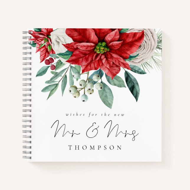 Red Poinsettia Nouveau M. Mme Livre d'or (Devant)