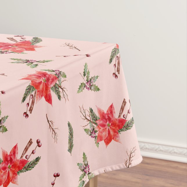 Red Poinsettia Pattern Holiday Tischdecke (Beispiel)