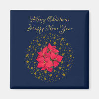 Red Poinsettia Pflanze über glitzernde Sternenblau