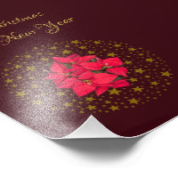 Red Poinsettia Pflanze über glitzernde Sternenhimm