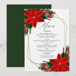 Red Poinsettia Pine Greenerity Tree Blätter Weihna Menükarte