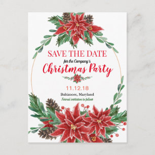 Red Poinsettia Save the Date Weihnachts-Party Ankündigungspostkarte