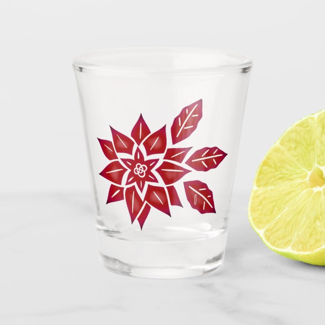 Red Poinsettia Schnapsglas (Vorderseite)