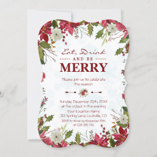 Red Poinsettia Snowflakes Essen Drink und sei froh Einladung