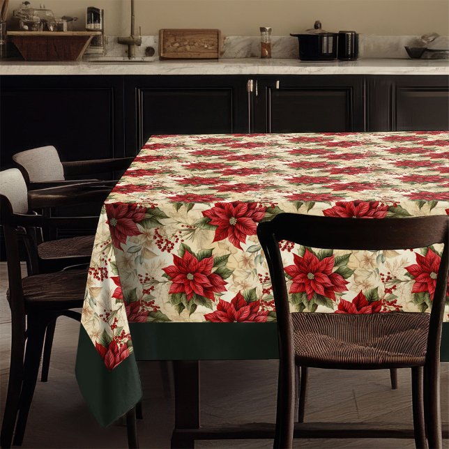 Red Poinsettia Tablecloth Classic Holiday Decor Tischdecke (Red Poinsettia Tablecloth Classic Holiday Decor)