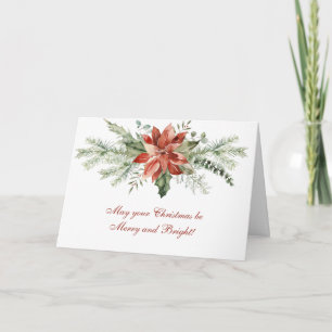 Red Poinsettia und Evergreen Garland Weihnachten