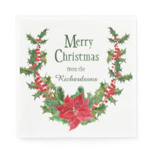 Red Poinsettia und Holly Berry Weihnachtskranz