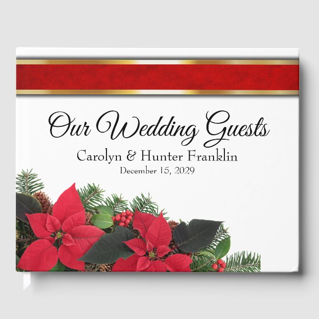 Red Poinsettia Wedding Gästebuch (Vorderseite)