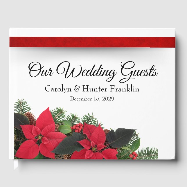 Red Poinsettia Wedding Gästebuch (Vorderseite)