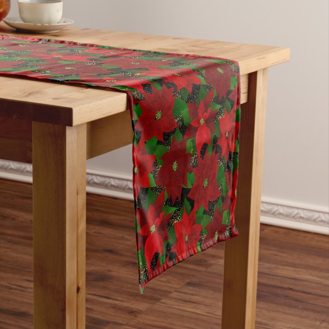 Red Poinsettia Weihnachten Kurzer Tischläufer (Beispiel)
