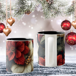 Red Poinsettia Weihnachten Zweifarbige Tasse