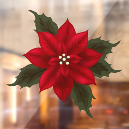 Red Poinsettia Weihnachts Vinyl Fensterheber Fensteraufkleber