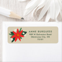 Red Poinsettia Weihnachtsbriefmarke