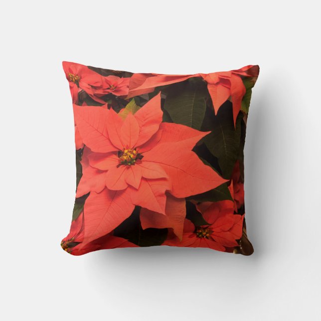 Red Poinsettia Weihnachtsdekor PIllow Holiday Kissen (Vorderseite)