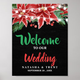 Red Poinsettia Weihnachtsfeier Poster