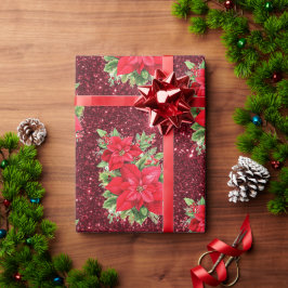 Red Poinsettia Weihnachtsfeiertag Geschenkpapier