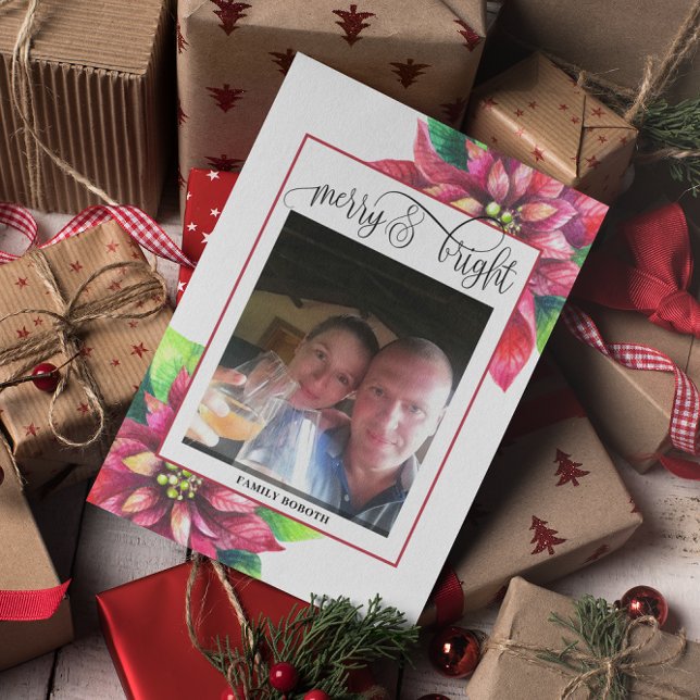 Red Poinsettia Weihnachtsfeiertag Postkarte (Von Creator hochgeladen)