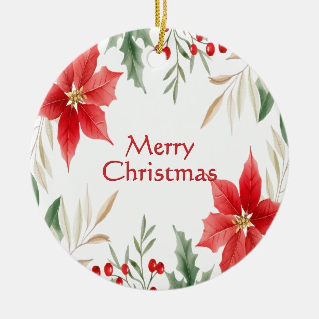 Red Poinsettia Weihnachtsfeiertage Ornament (Vorne)