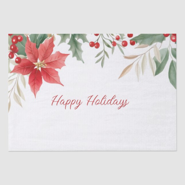 Red Poinsettia Weihnachtsgeschenk Seidenpapier (Vorderseite)