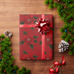 Red Poinsettia Weihnachtsglühpapier Geschenkpapier