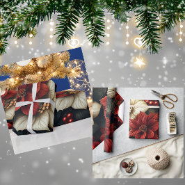 Red Poinsettia Weihnachtsmuster Geschenkpapier