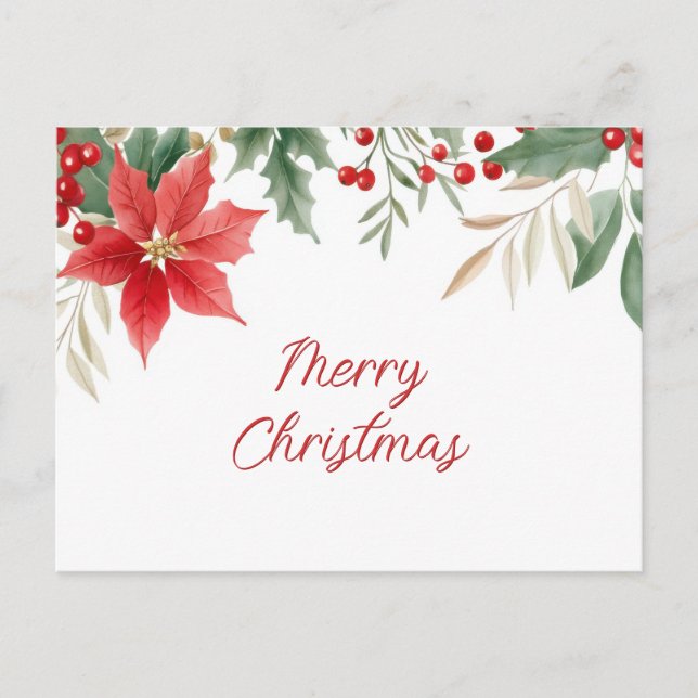 Red Poinsettia Weihnachtsweihnachtskarte Postkarte (Vorderseite)