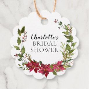 Red Poinsettia Wreath Brautparty Geschenkanhänger