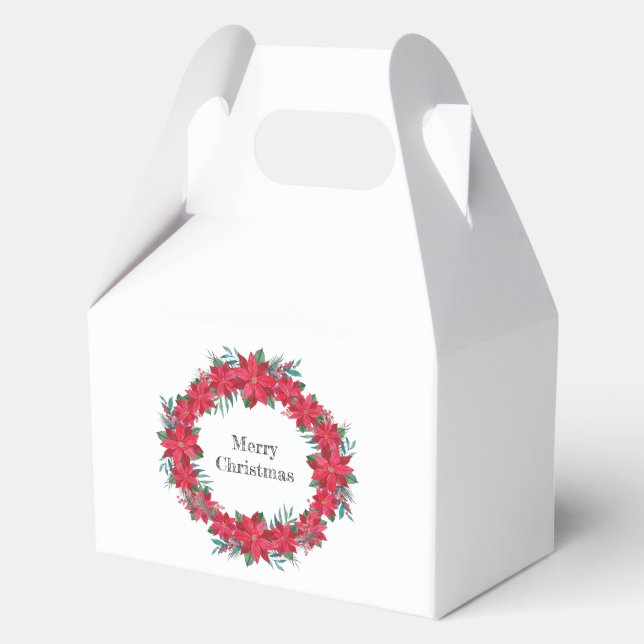 Red Poinsettia Wreath Geschenkschachtel (Vorderseite)