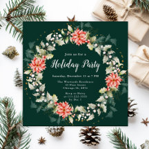 Red Poinsettia Wreath Holiday Party