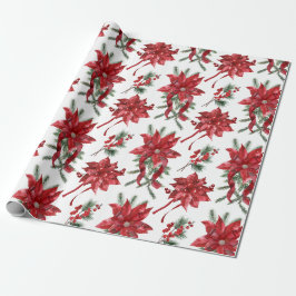 Red Poinsettias and Bows Geschenkpapier