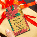 Red Poinsettias Christmas Floral Geschenkanhänger<br><div class="desc">Rote und goldene Poinsettias und Blätter,  Ihr Gruß und Ihre Persönlichkeit in schicken Schriften,  diese Geschenkmarken sind perfekt,  um Ihre Urlaubsgeschenke,  Geschenktaschen,  Geschenkgutscheine und vieles mehr anzubringen. PASSENDE Artikel in unserem Geschäft.</div>