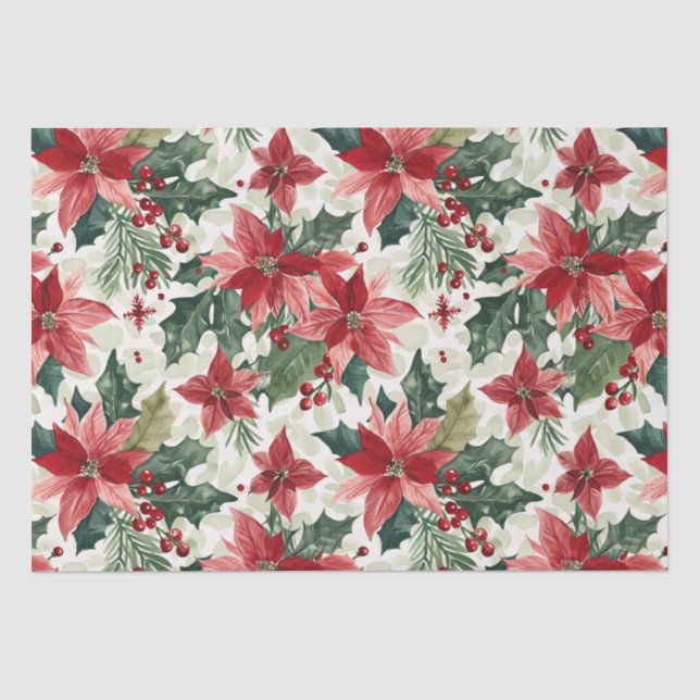 Red Poinsettias Christmas Seidenpapier (Vorderseite)