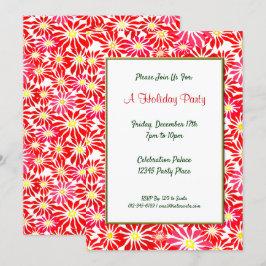 Red Poinsettias Editable Holiday 5x7 Invitations
