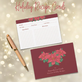 Red Poinsettias Family Holiday Rezeptkarten